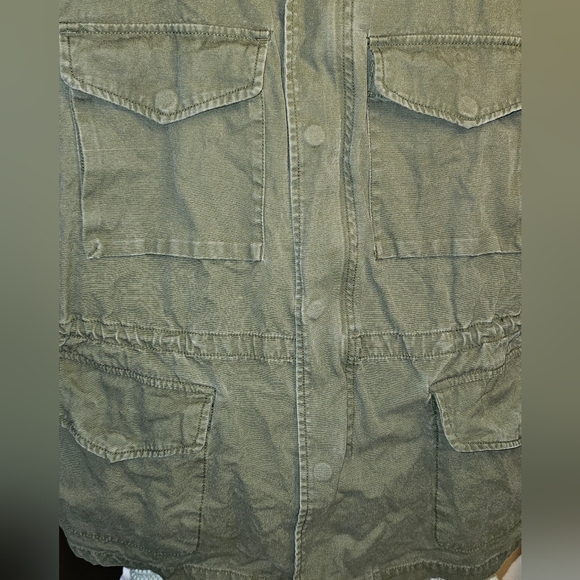 LANE BRYANT Utility Jacket Womens 18 Cargo Drawstring Green Embroided Moth Coat - Picture 5 of 10